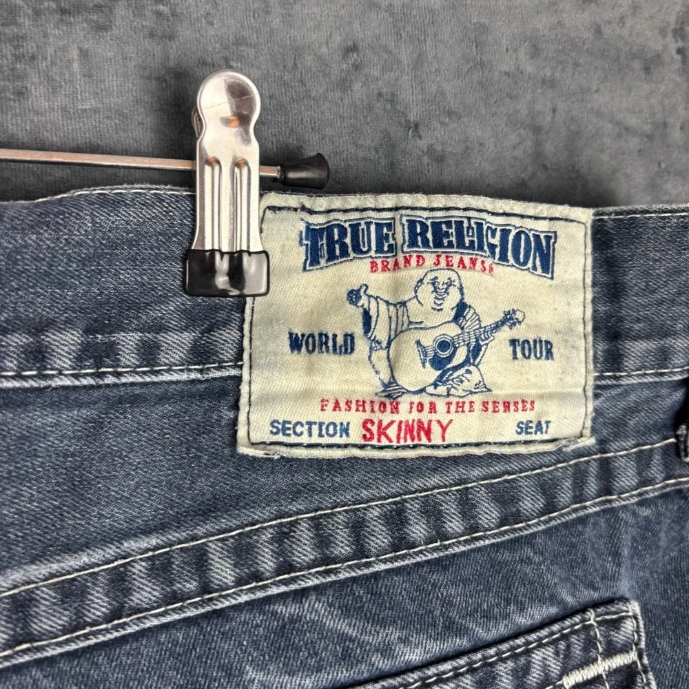 True Religion Blue Straight Jeans with Distressed Look Men’s 38 x 31